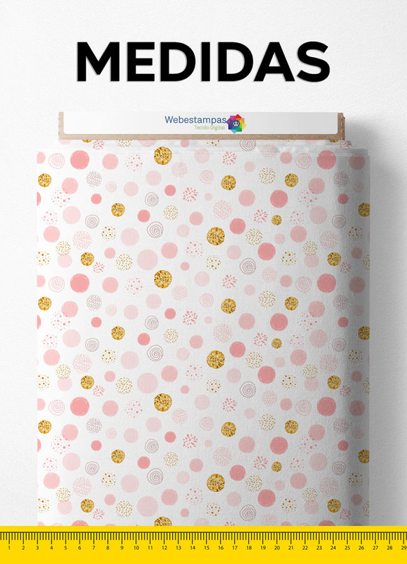 Tecido Tactel Estampa Digital Círculos Rosa e Amarelo 1,55m de Largura