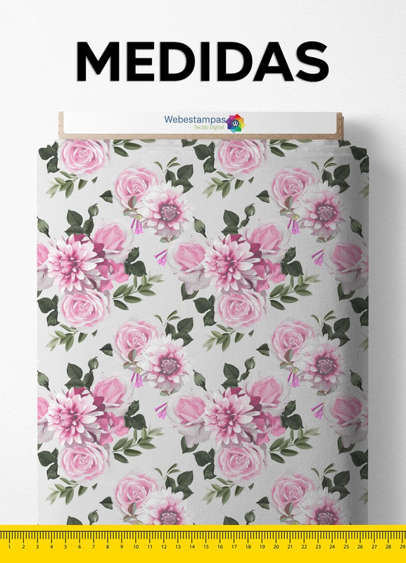 Tecido Velboa Estampa Digital Floral 64 com 1,55m de Largura