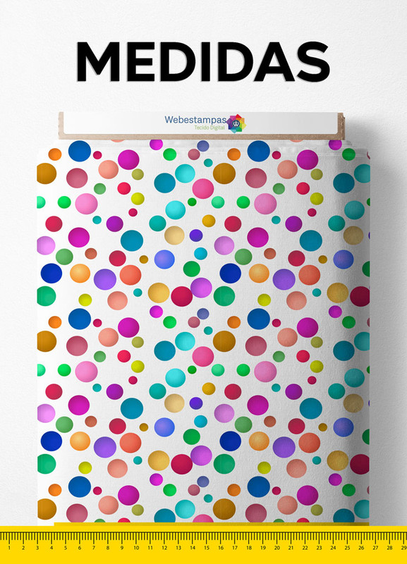Tecido Velboa Estampa Digital Bolas Coloridas 1,55m de Largura