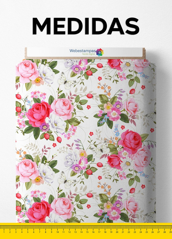 Tecido Veludo Suede Estampa Digital Floral 27 com 1,40m de Largura