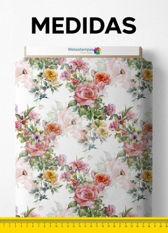 Tecido Veludo Suede Estampa Digital Floral 35 com 1,40m de Largura