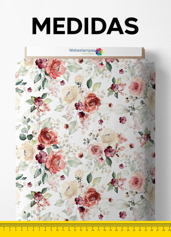 Tecido Veludo Suede Estampa Digital Floral 37 com 1,40m de Largura