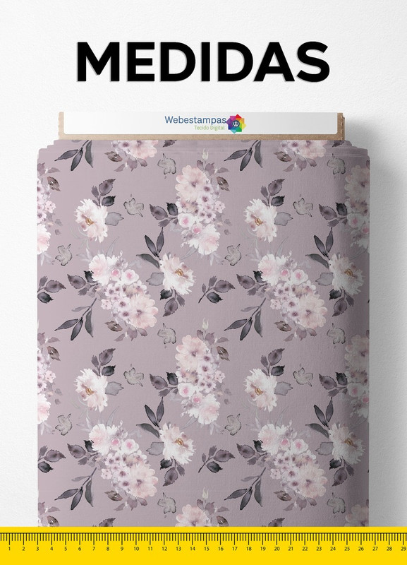 Tecido Veludo Suede Estampa Digital Floral 41 com 1,40m de Largura