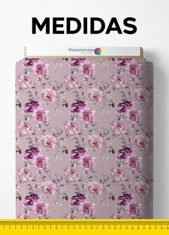 Tecido Veludo Suede Estampa Digital Floral 55 com 1,40m de Largura