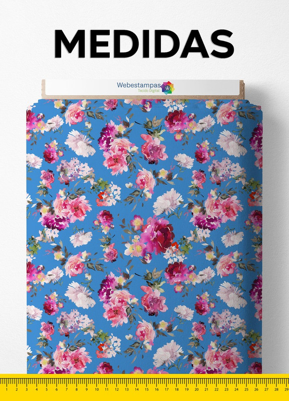 Tecido Veludo Suede Estampa Digital Floral 60 com 1,40m de Largura