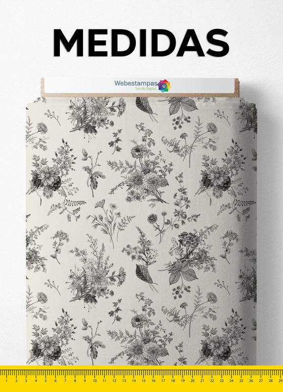Tecido Veludo Suede Estampa Digital Floral 61 com 1,40m de Largura