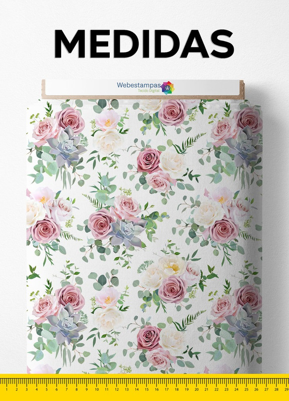 Tecido Veludo Suede Estampa Digital Floral 65 com 1,40m de Largura