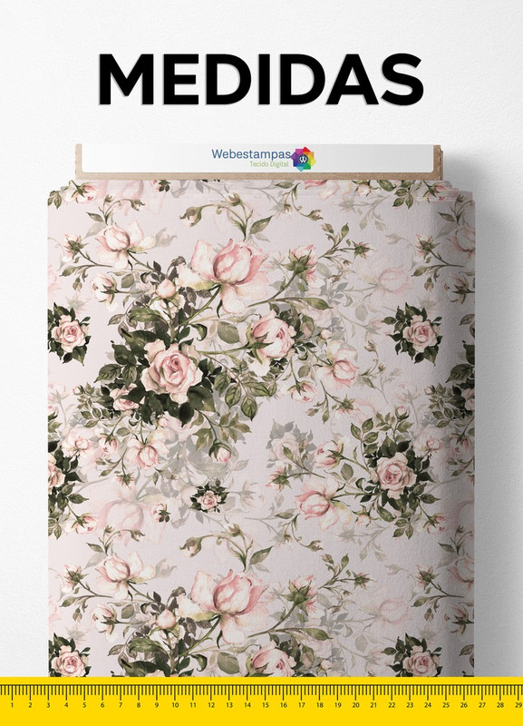 Tecido Veludo Suede Estampa Digital Floral 75 com 1,40m de Largura