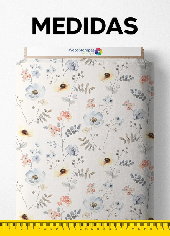 Tecido Veludo Suede Estampa Digital Floral 86 com 1,40m de Largura