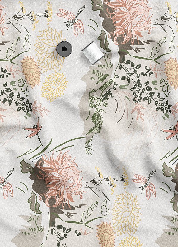 Tecido Veludo Suede Estampa Digital Floral 87 com 1,40m de Largura
