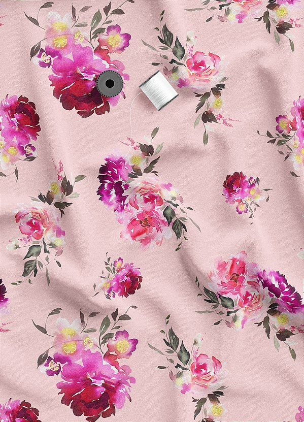 Tecido Veludo Suede Estampa Digital Floral 99 com 1,40m de Largura