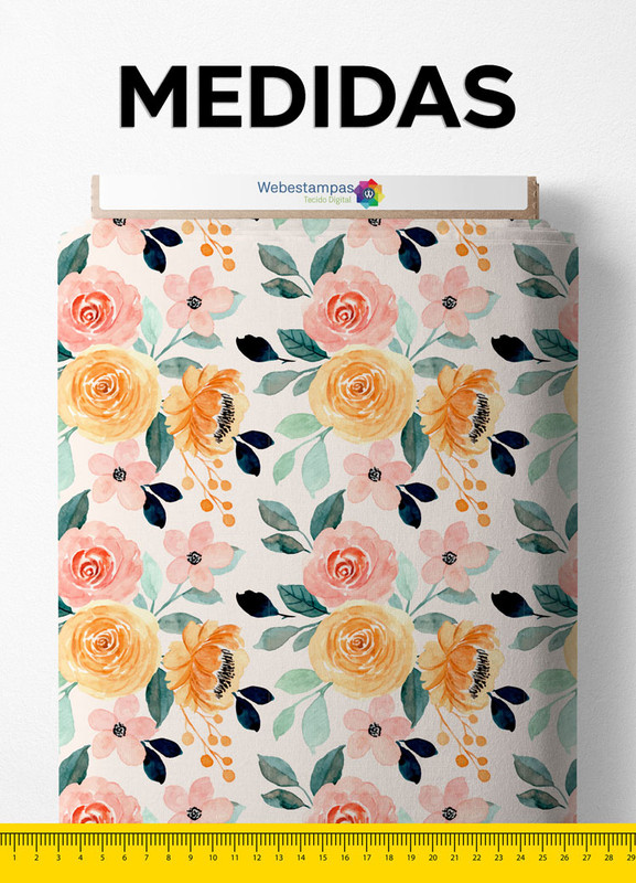 Tecido Veludo Suede Estampa Digital Floral 107 com 1,40m de Largura