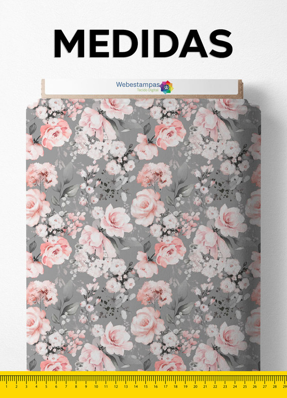 Tecido Veludo Suede Estampa Digital Floral 181 com 1,40m de Largura