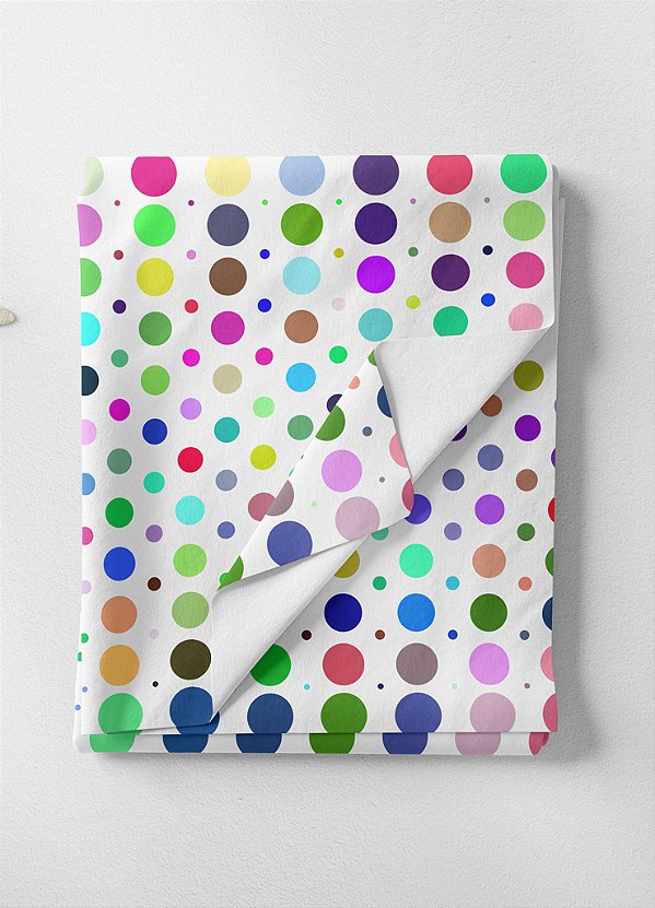 Tecido Veludo Suede Estampa Digital Bolinhas Coloridas 1,40m de Largura