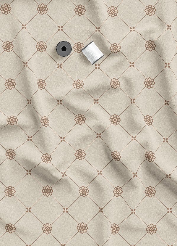 Tecido Veludo Suede Estampa Digital Mini Trevo Marrom Fundo Palha 1,40m de Largura