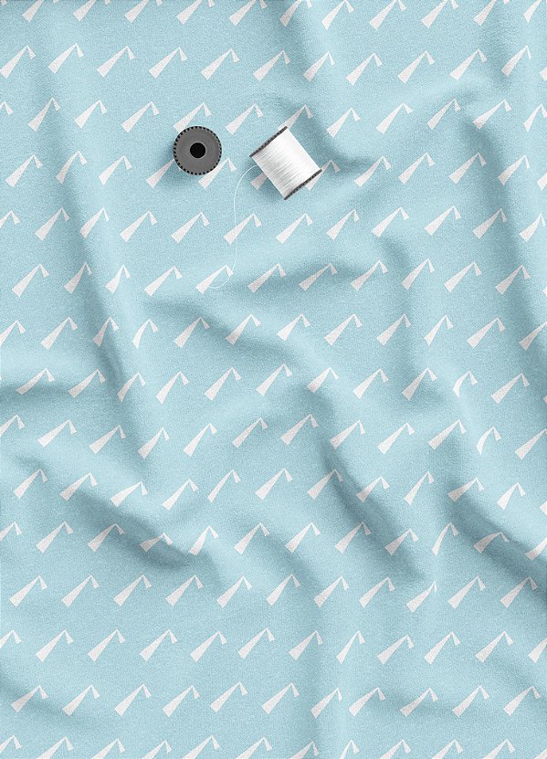 Tecido Veludo Suede Estampa Digital Visto Branco Fundo Azul 1,40m de Largura
