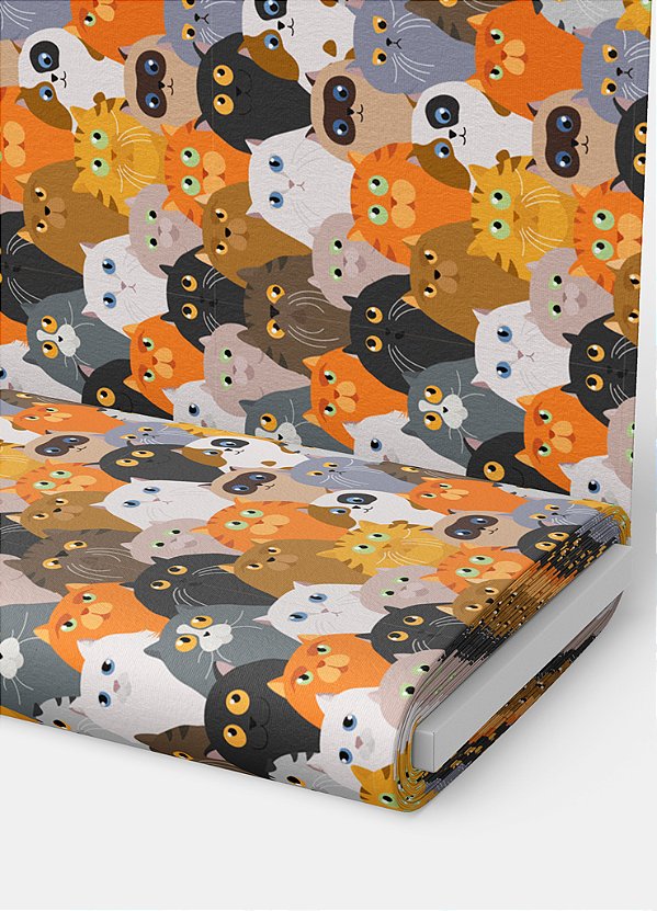 Tecido Veludo Suede Estampa Digital Gatinhos 1,40m de Largura