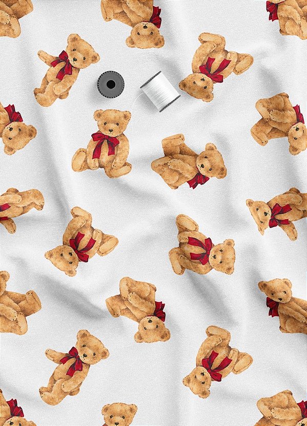 Tecido Veludo Suede Estampa Digital Urso de Pelúcia 1,40m de Largura