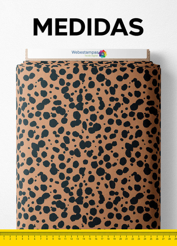 Tecido Veludo Suede Estampa Digital Onça Fundo Marrom 1,40m de Largura