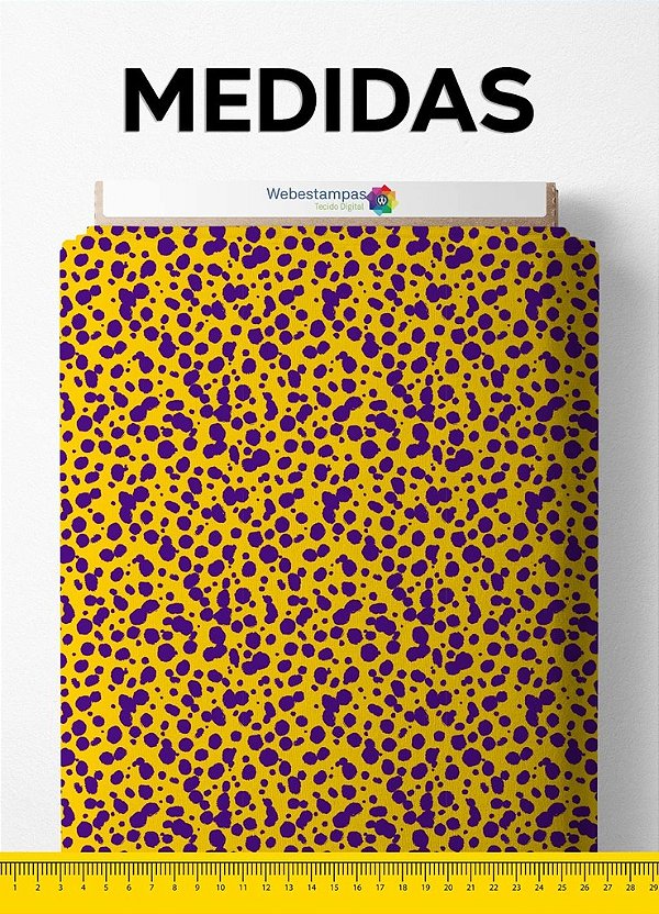 Tecido Veludo Suede Estampa Digital Onça Pintas Roxas 1,40m de Largura