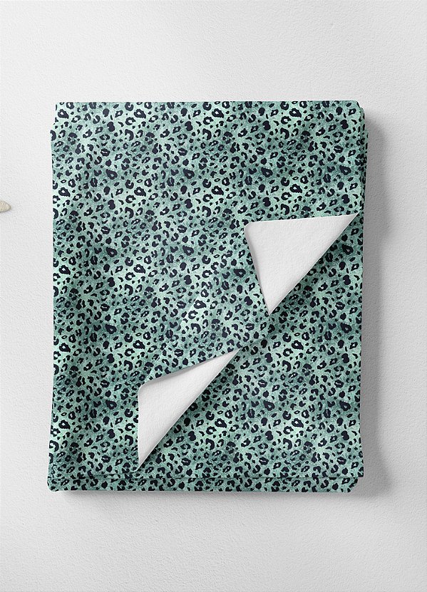 Tecido Veludo Suede Estampa Digital Onça print fundo verde 1,40m de Largura