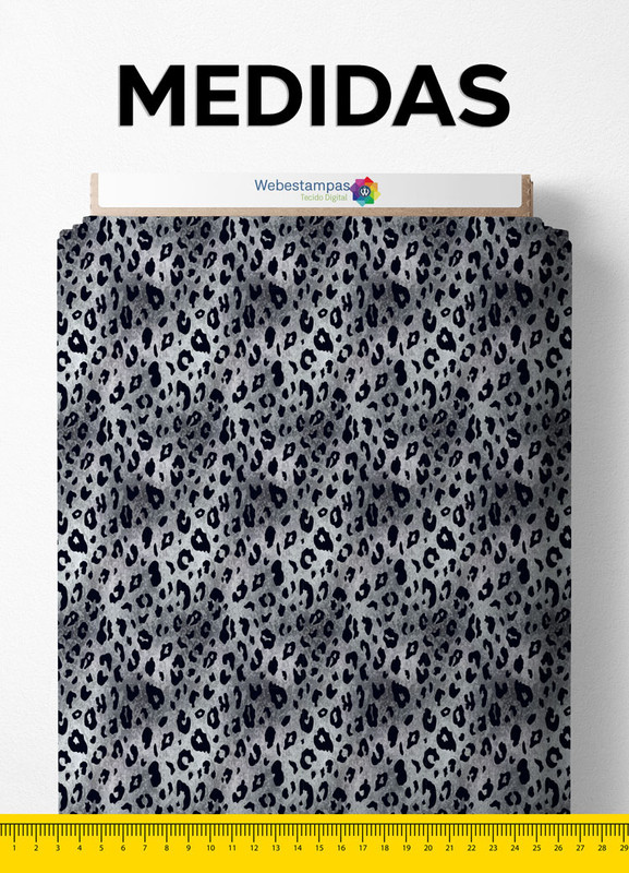 Tecido Veludo Suede Estampa Digital Oncinha Pintada Cinza 1,40m de Largura