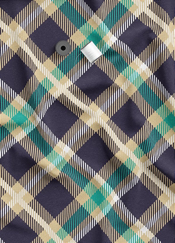 Tecido Veludo Suede Estampa Digital Xadrez 33 com 1,40m de Largura