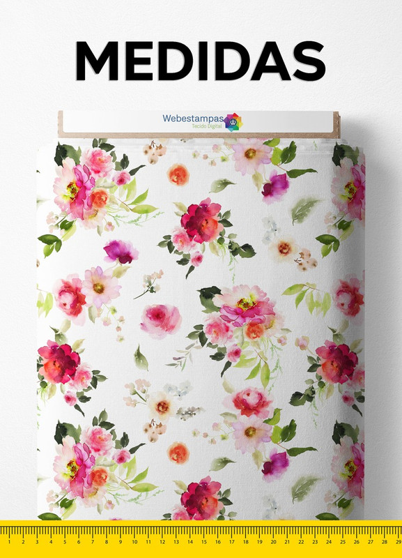 Tecido Tricoline Estampa Digital Floral 14 com 1,50m de Largura