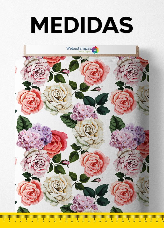Tecido Tricoline Estampa Digital Floral 28 com 1,50m de Largura