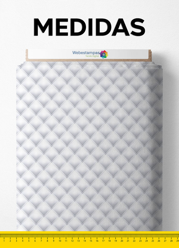 Tecido Tricoline Estampa Digital Sombreado 3D Branco e Cinza 1,50m de Largura