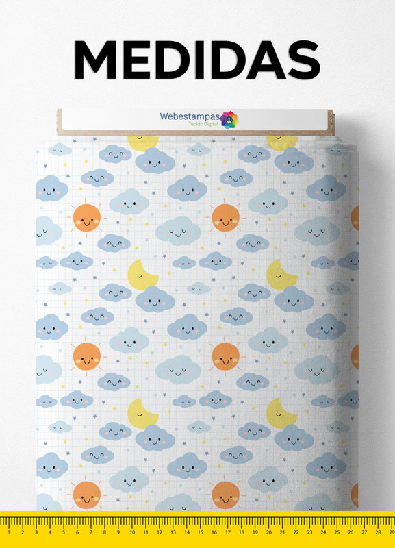 Tecido Helanca Estampa Digital Céu Quadriculado 1,55m de Largura