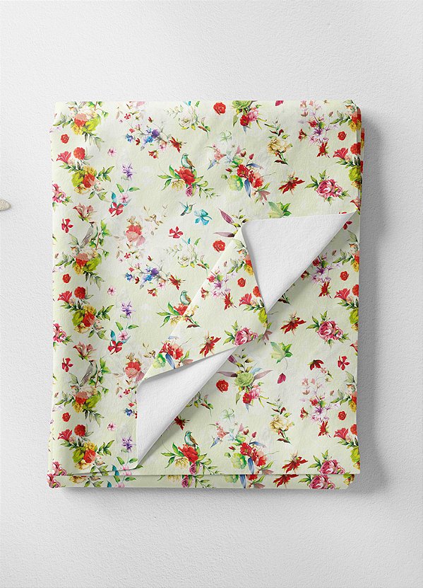 Tecido Helanca Estampa Digital Florzinhas Fundo Verde 1,55m de Largura