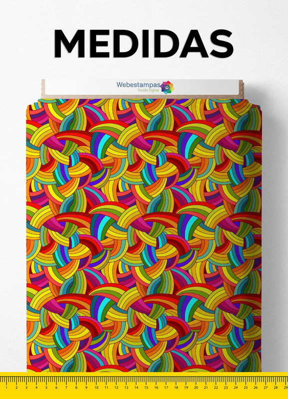 Tecido Oxford Estampa Digital Laços Coloridos 1,55m de Largura