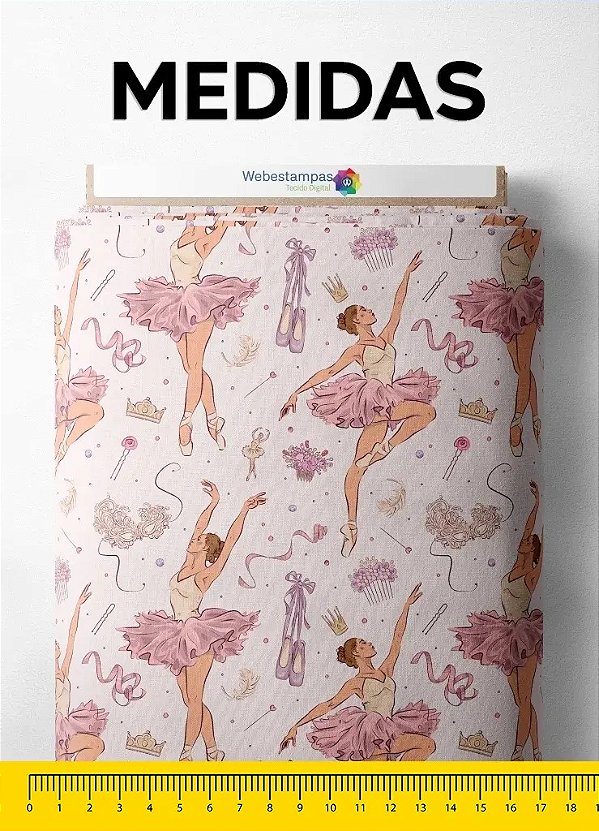 Tecido Micropercal Estampa Digital Beautiful Ballerina 1,55m de Largura