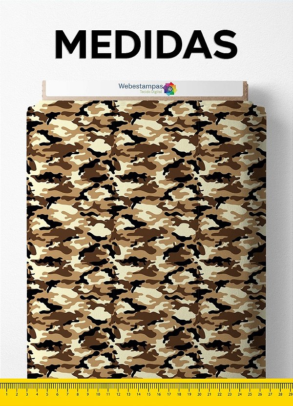 Tecido Micropercal Estampa Digital Camuflada Bege e Preto 1,55m de Largura