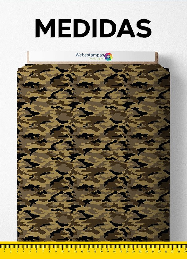 Tecido Micropercal Estampa Digital Camuflada Bege, Marrom e Preto 1,55m de Largura