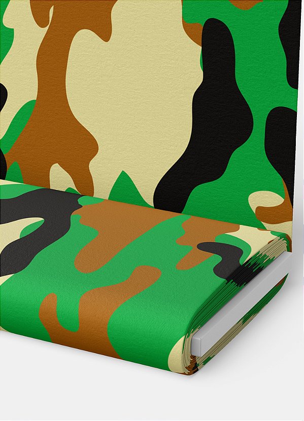 Tecido Micropercal Estampa Digital Camuflada Verde, Marrom e Preto 1,55m de Largura