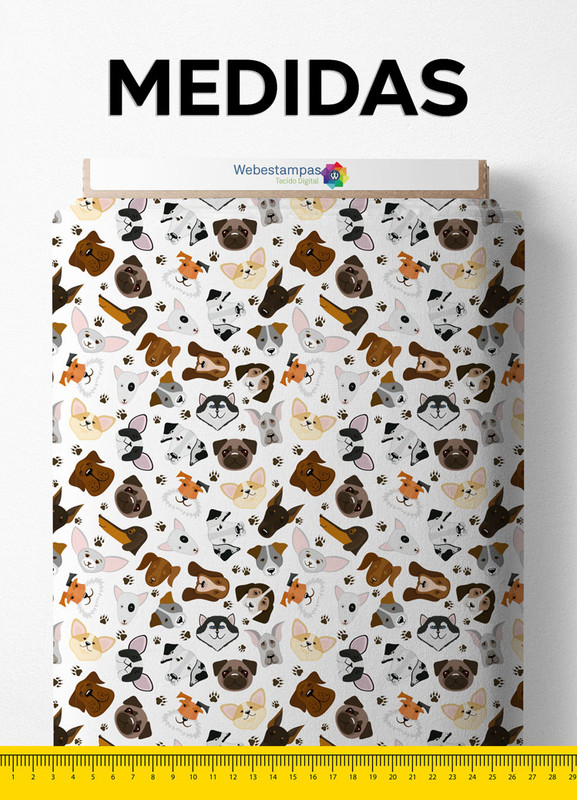 Tecido Micropercal Estampa Digital Filhotes de Cachorro 1,55m de Largura