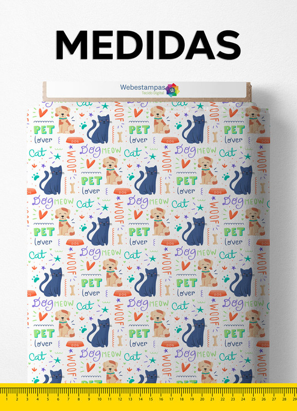 Tecido Micropercal Estampa Digital Pet Lover 1,55m de Largura