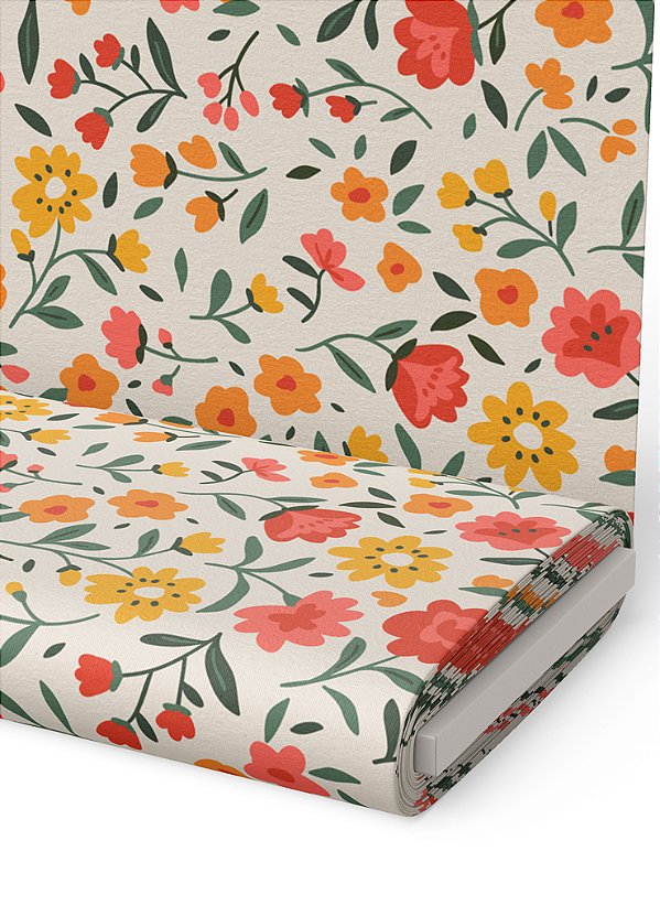 Tecido Micropercal Estampa Digital Flores Amarelo e Rosa 1,55m de Largura