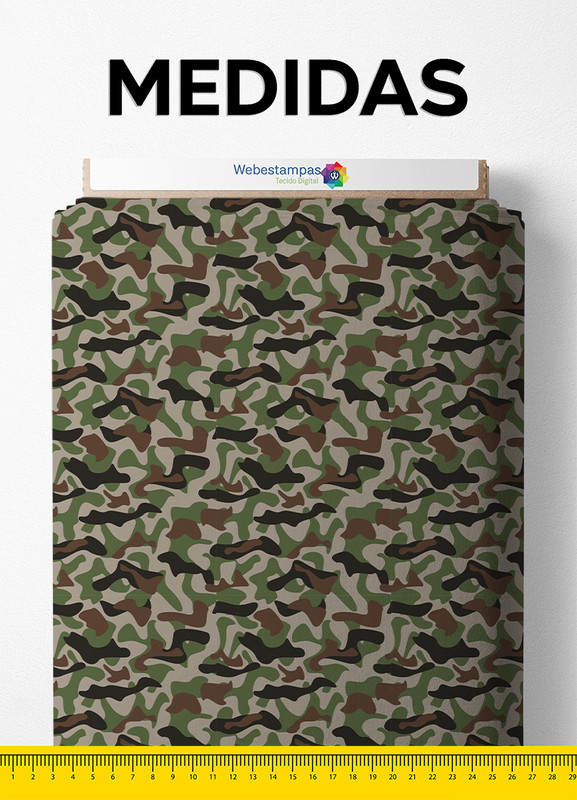 Tecido Micropercal Estampa Digital Camuflado Militar 1,55m de Largura