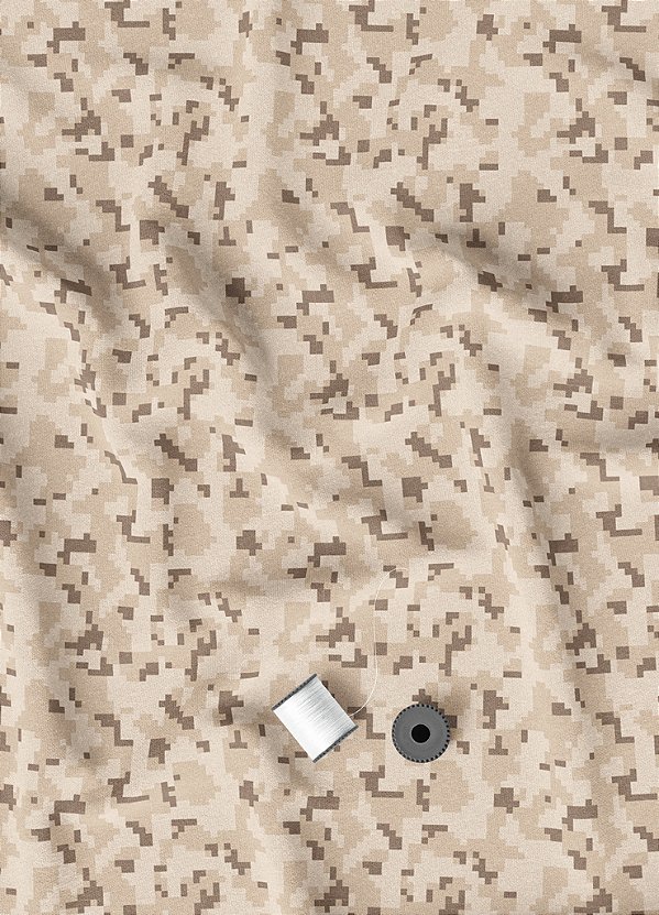 Tecido Micropercal Estampa Digital Camuflado Pixel Palha 1,55m de Largura