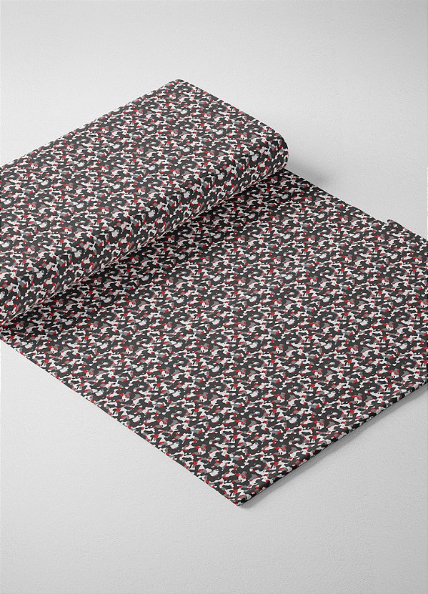 Tecido Micropercal Estampa Digital Camuflado Vermelho e Preto 1,55m de Largura
