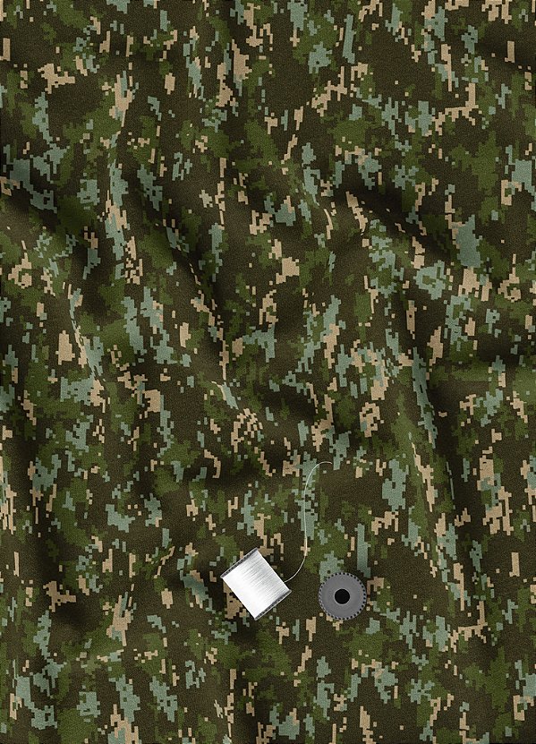 Tecido Micropercal Estampa Digital Camuflagem Pixel Verde 1,55m de Largura