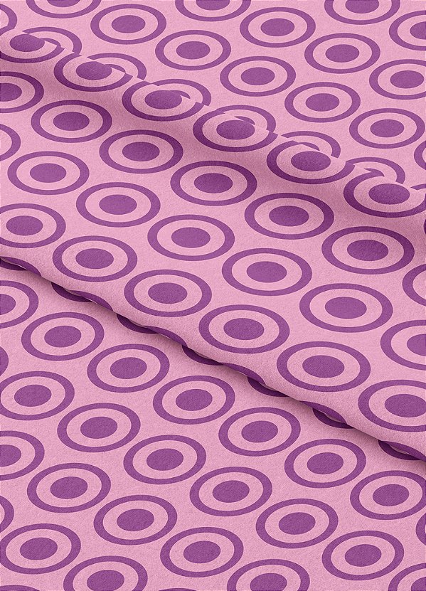 Tecido Micropercal Estampa Digital Circulos e Bolinha Roxo 1,55m de Largura