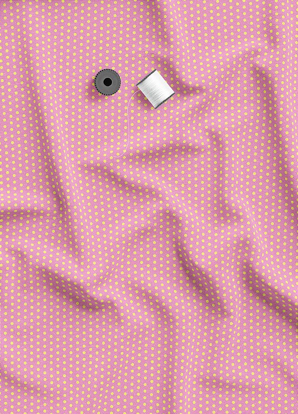 Tecido Micropercal Estampa Digital Poa Mini Rosa e Branco 1,55m de Largura