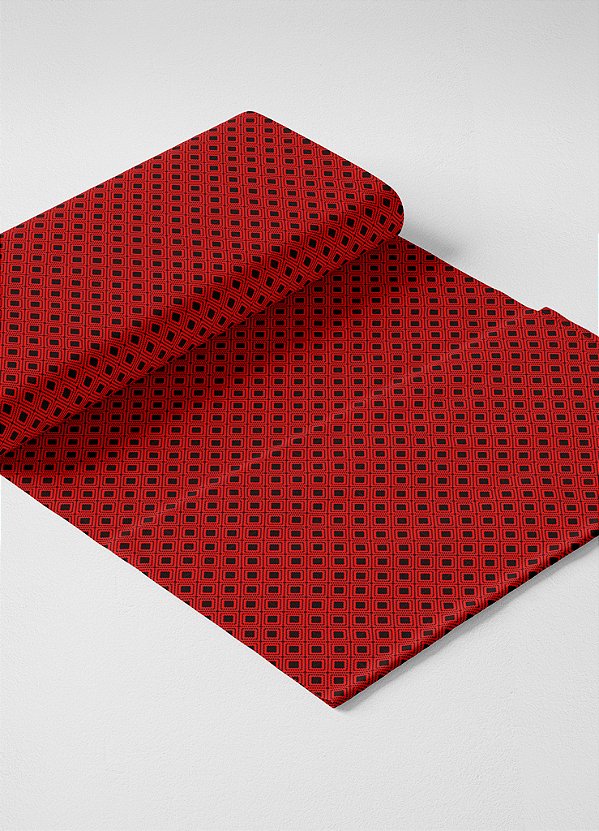 Tecido Micropercal Estampa Digital Mini Triagulo Vermelho e Preto 1,55m de Largura