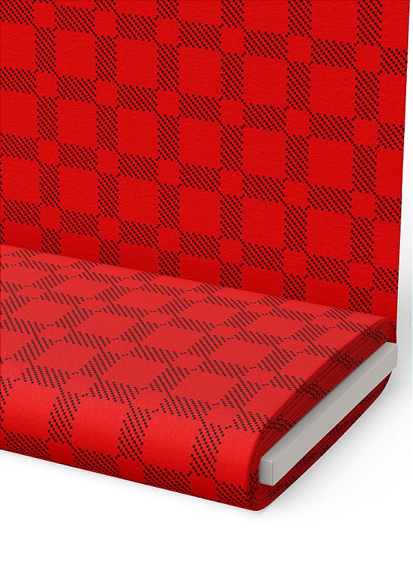 Tecido Micropercal Estampa Digital Pontilhado Preto Fundo Vermelho 1,55m de Largura