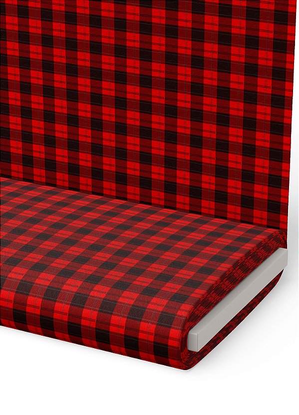 Tecido Micropercal Estampa Digital Quadrarinho Preto e Vermelho 1,55m de Largura