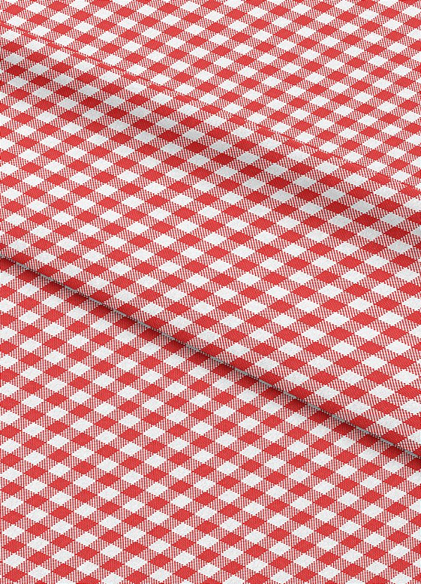 Tecido Micropercal Estampa Digital Quadros Vermelho e Branco 1,55m de Largura